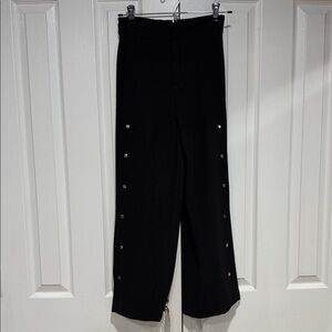 Zara Black Wide Leg Pants with Silver Accents